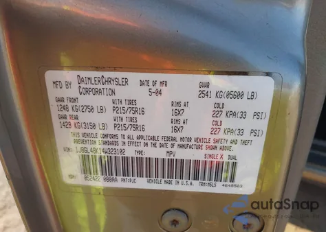 2004 Jeep Liberty Sport from USA, damaged, VIN 1J8GL48K14W323102